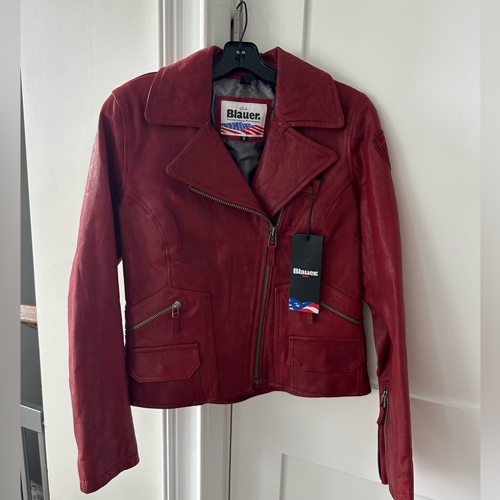 BLAUER USA Red Leather Jacket NWT Size Small